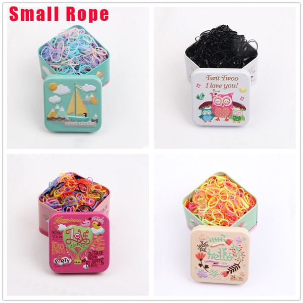 

800pcs/set gift box packed girls disposable colorful elastic hair bands cute hair bands ponytail holder women accessories