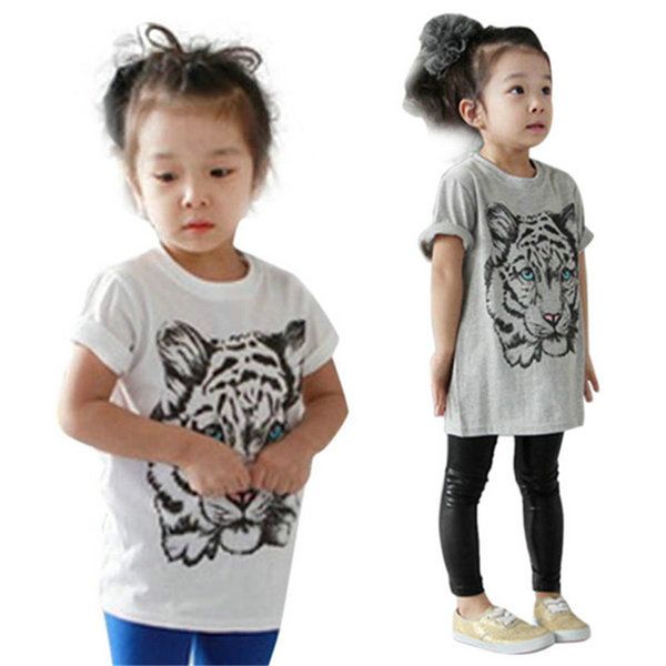 

2-7y дети малыш симпатичные тигр печати футболки baby girl пуловеры топы блузка, Blue