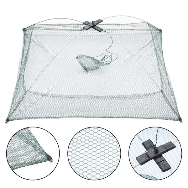 

portable folding square fishing net fish network fish shrimp crab baits cast mesh trap fishing accessories