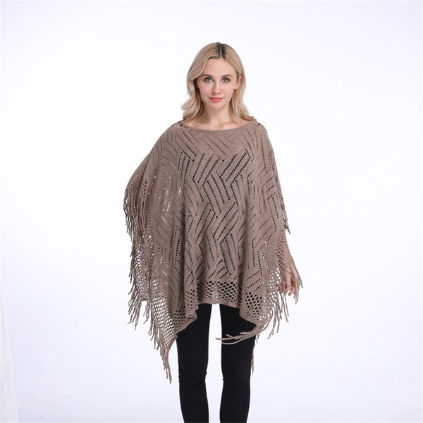 

summer autumn woman poncin sweater solid hollow poncho cardigan plus size sweaters tassel pullovers bikini cover up, White;black