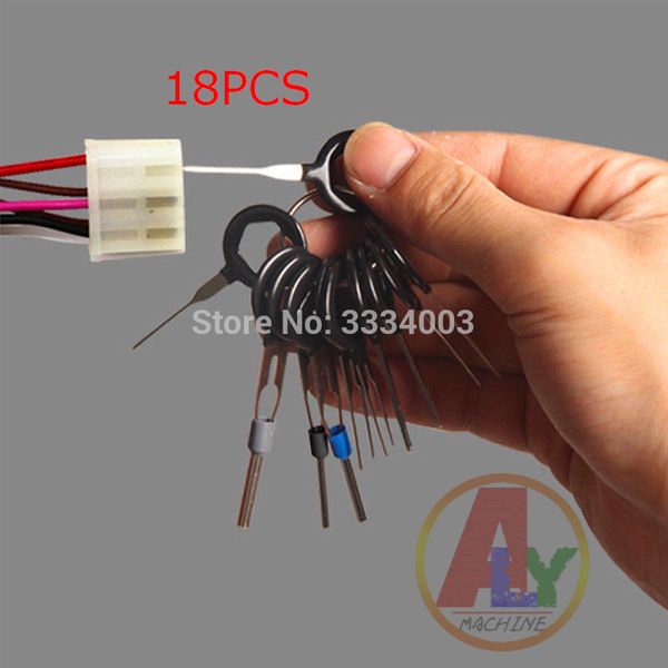 

18pcs auto car plug circuit board wire harness terminal extraction pick connector crimp pin back needle remove tool set