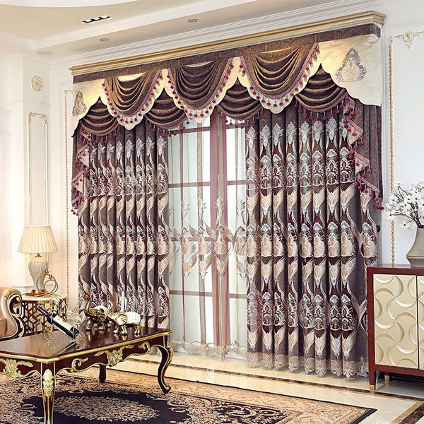 

european schnier embroidered to pass through the light curtains for living dining room bedroom