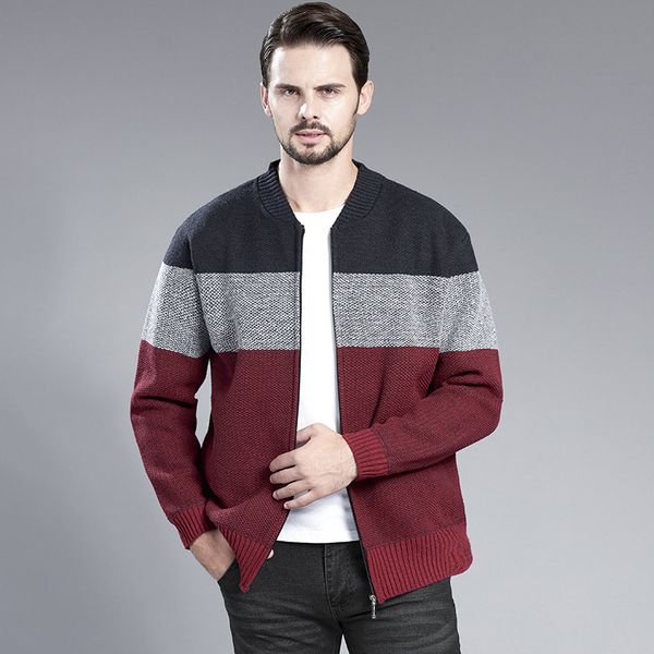 

thoshine brand spring fall winter men thick sweatercoats fleece knitted jackets patchwork cardigan outwear sweater coat knitwear, White;black