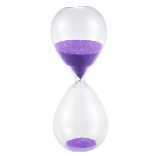 

large fashion colorful sand glass sandglass hourglass timer clear smooth glass measures home desk decor xmas birthday gift(purpl