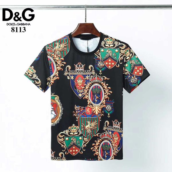 

british fashion print men's summer street t-shirt cotton casual short sleeve men's t-shirt size m-3xl, Black;brown