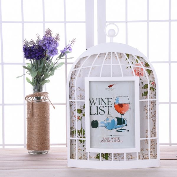 

7-дюймовый творческий bird cage shaped photo frame пвх photo frame home decor