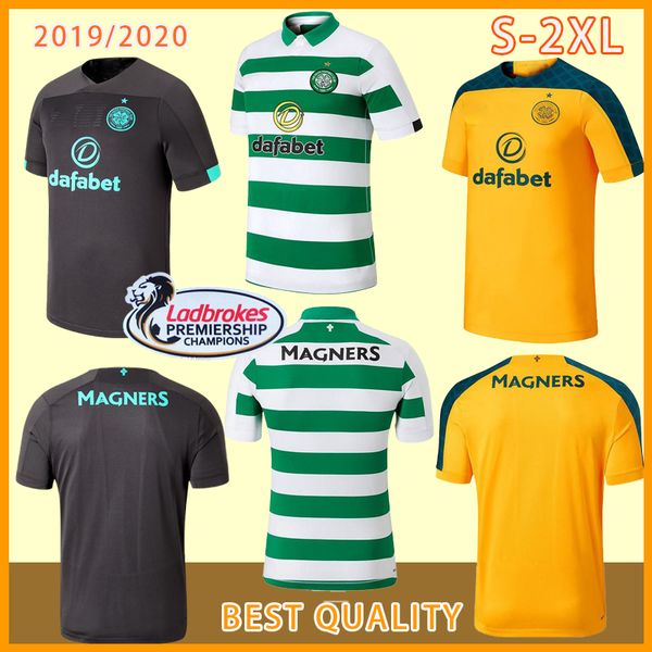 

19 20 mcgregor griffiths mens soccer jerseys celtic sinclair forrest brown rogic christie home away goalkeeper short sleeve football shirts, Black;yellow