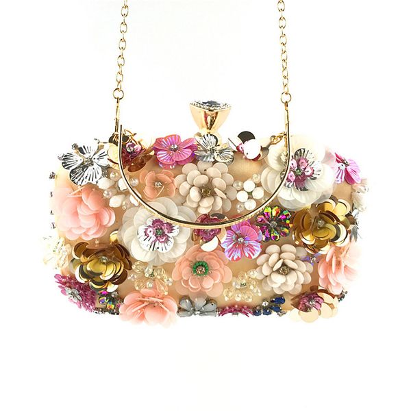 

women flower handbags 2019 new luxury fashion women bags designer flower decoration clutches evening chain party crossbody bags