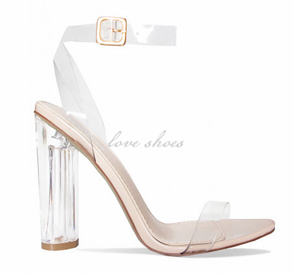 

clear strap heels girls high heel sandals, Black