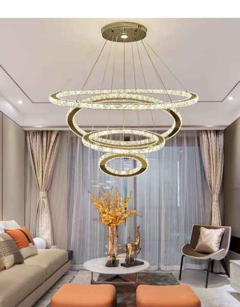 

led crystal chandelier simple modern ring luxury livingroom lamp creative bedroom dining room circular light decoration