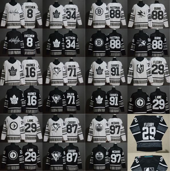 

2019 All Star 88 Brent Burns 87 Sidney Crosby 97 McDavid Marc-Andre Fleury David Pastrnak Tavares 71 Evgeni Malkin 16 Mitch Marner Jersey