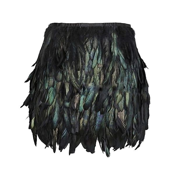 

black swan feather skirt mini length fully double layer fabric lined feather skirt for party event plumage plume skirt