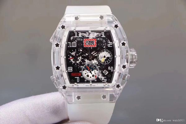 

men's watch fashion sports 41mm crystal transparent case fully automatic watch, 2019 new postage mechanical watch, Slivery;brown