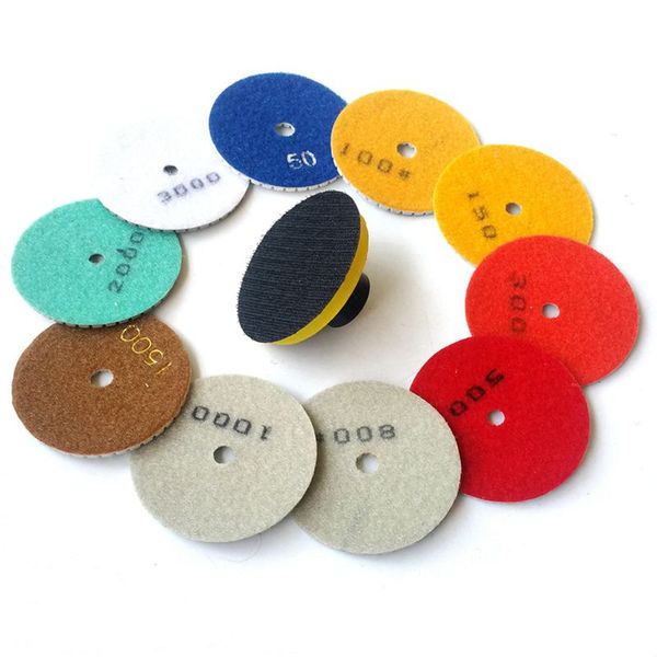 

3 in.10 pcs diamond flexible wet polishing disc 1 pcs m10 holder for marble stone ceramic granite tile concrete grinding