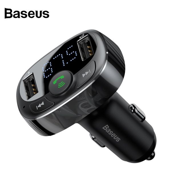 

baseus car charger for iphone mobile phone handsfm transmitter bluetooth car kit lcd mp3 player dual usb car phone charger
