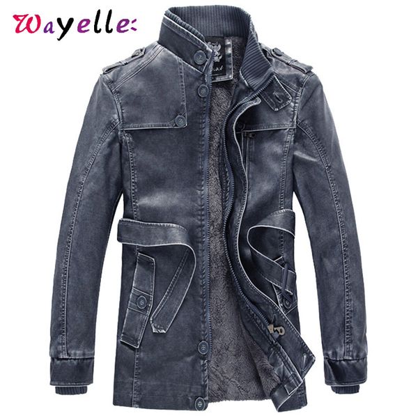 

faux fur coat men 2019winter fleece warm men leather jacket lined motorcycle pu leather coats smart casual coat, Black