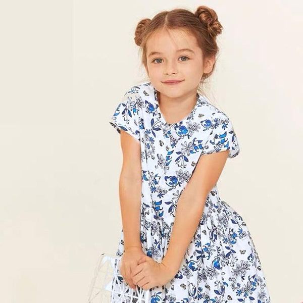 

toddler kids baby girls butterflies floral print princess dress outfits clothes chlidren girls short sleeve casual summer dress, Red;yellow