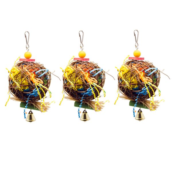 

3 pcs bird toys multicolored tearing toys for conure cockatiel foraging toy