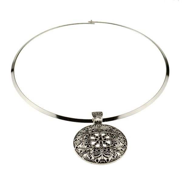 

nr145 bohemian carved tibetan silver color torques choker vintage necklace fashion jewelry christmas gift for women