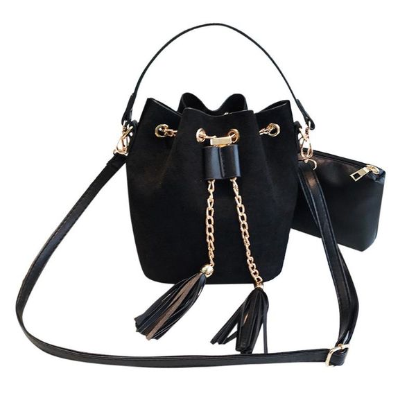 

women's suede shoulder bag tassel bucket bag girl messenger crossbody bags for women sac bandouliÃ¨re femme ladies bag#t3