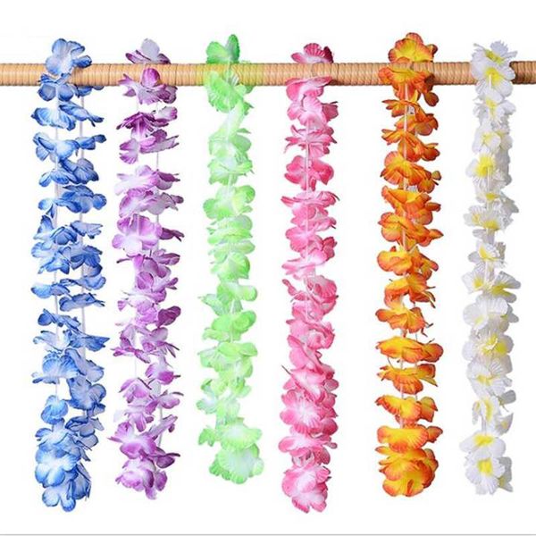 

wreath decorations tropical style necklace theme flowers holiday wedding beach birthday wreath 36pcs/pack hawaiian party