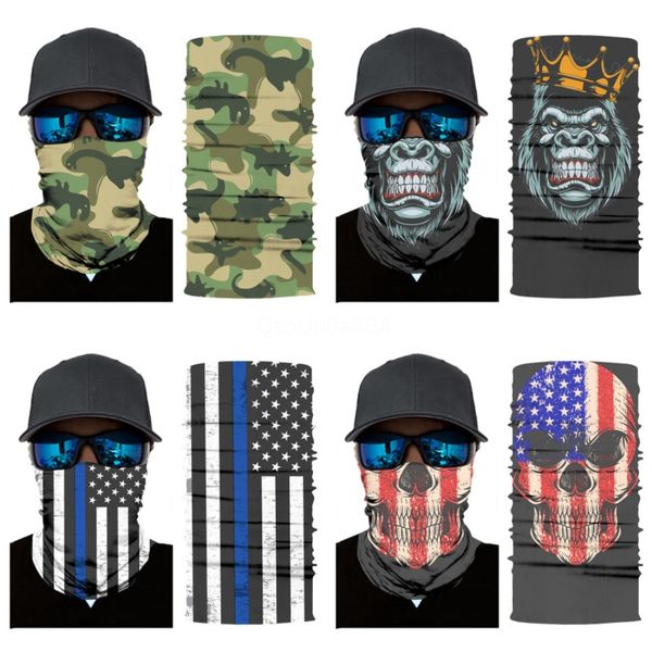 

seamless multifunction magic skull skull scarf half face mask outdoor cycling turban riding mask neck warmer skull scarf halloween co #69#37, Blue;black