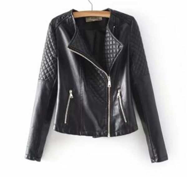 

women spring and autumn new style authentic fashion personality slim european and american fashion motorcycle leather coat / s, Black