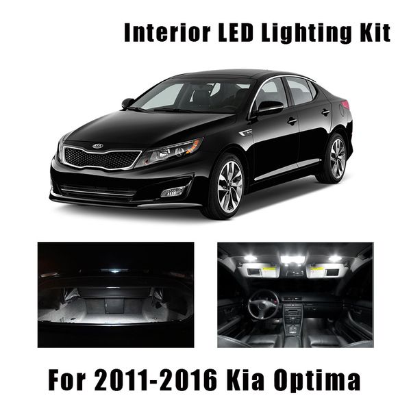 White Led Light License Plate Bulbs Interior Package Kit For Kia Optima 2011 2014 2015 2016 Map Dome Trunk Mirror Lamp Emergency Vehicle Light