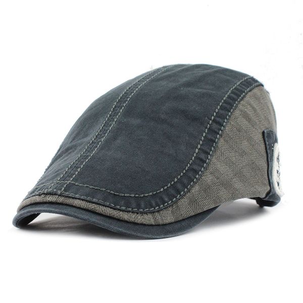 

fetsbuy] driving flat cabbie newsboy caps striped peaked hat flat cap hats for men retro beret visors warm autumn winter hats, Blue;gray