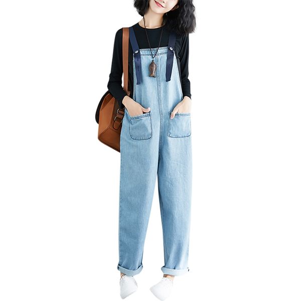 

women plus size jumpsuits 3xl fat mm loose casual overalls for women rompers bleached blue cotton denim jumpsuits and playsuits, Black;white