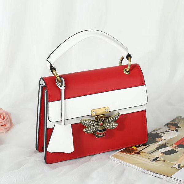 

lady handbags bag purses colored beads bags crystal bee decoration removable ribbon lady fashion flap glass shipping xpww, Red;black