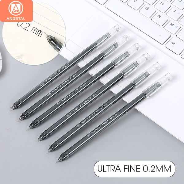 

andstal 12pcs/lot 0.2mm ultra fine financial needle gel pen black ink refill finance gelpen for school office supplies ink pens