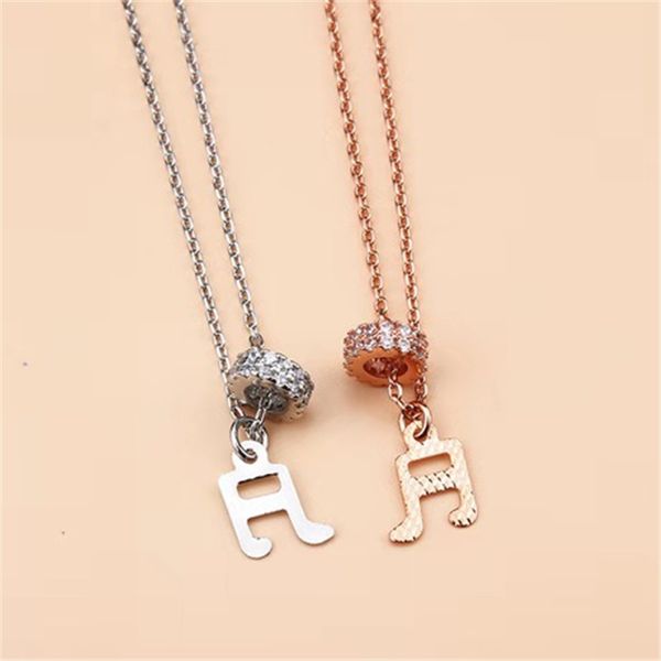

new fashion creative small circle music symbol pendant necklace for ladies, Silver