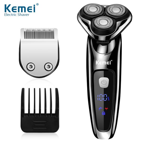 

kemei km-1631 professional men's electric shaver 2 in 1 hair trimmer waterproof beard razor floating hair clipper shaver machine