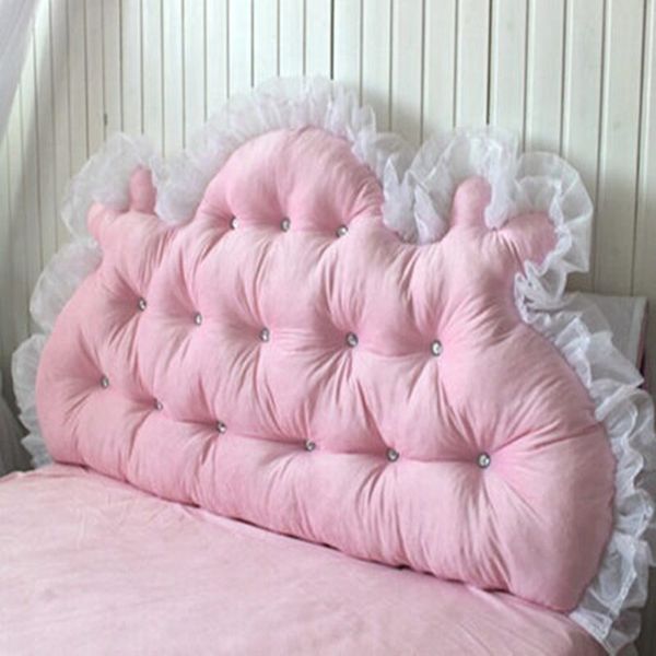 

fashion korean short plush big head bed cushion luxury diamond double ded cushions with core wedding decoration bedroom textile