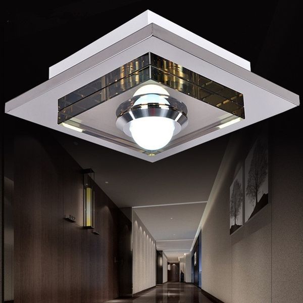 

modern square corridor lights spotlight ceiling lamp embedded entrance lights crystal stainless steel surface mounted foyer aisle lights