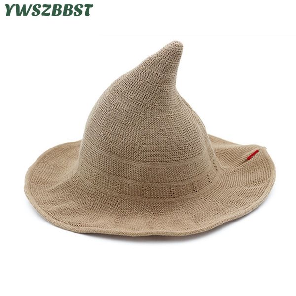 

новые летние женские солнцезащитные шляпы мода шпиль ведьма шляпа женщины ведро крышка широкий большой полями анти-уф солнцезащитный колпачо, Blue;gray