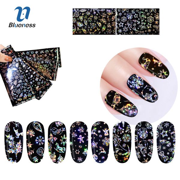 

blueness 4*60cm christmas star snowflake nail sticker mixed pattern transfer decals tips nail foils decals diy decoration, Black