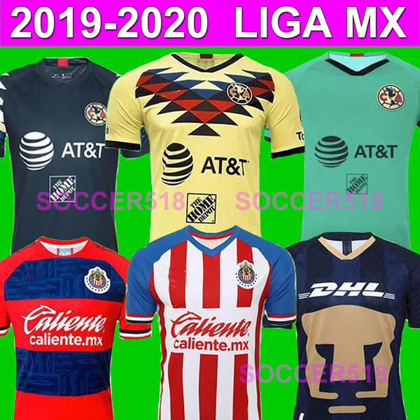 

2019 2020 liga mx club america soccer jerseys unam guadalajara de chivas 19 20 soccer kits uniforms football tshirts jerseys nice quality, Black;yellow