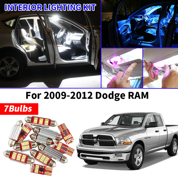 

7x canbus error led interior light kit package for 2009-2012 dodgeram car accessories map dome trunk license light