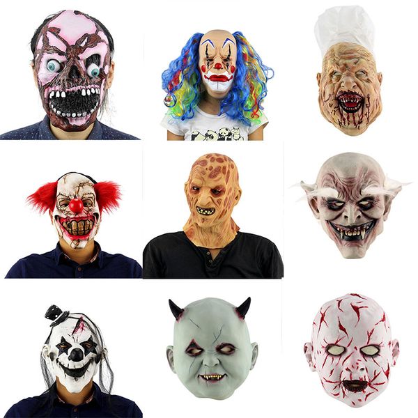 

halloween scary clown mask long hair ghost scary mask props grudge ghost hedging zombie realistic latex masks horror