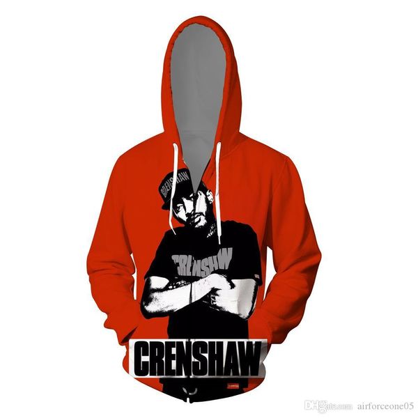 

hiphop nipsey hussle rap 3d hoodies mens clothing cardigans printed zipper up casual teenager skateboard souvenir sweatshirts, Black