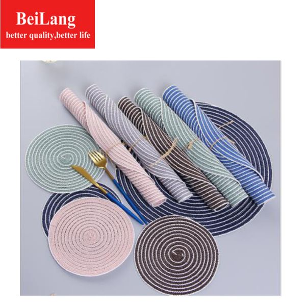 

beilang japanese table mat insulation mat home western cotton yarn anti-round plate pad bowl