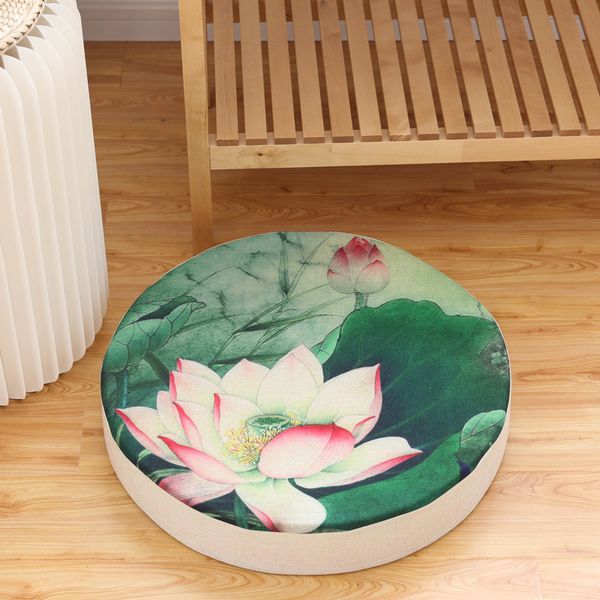 

lotus pattern sitting cushion round sponge cushion washable balcony window meditation tatami mat