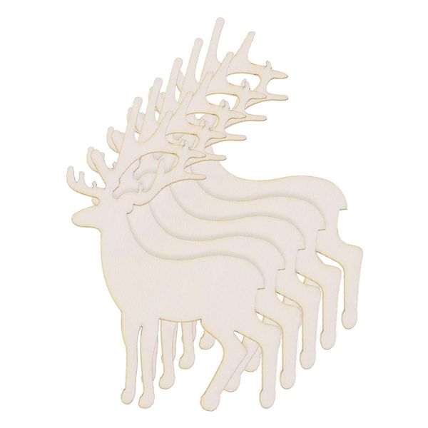 

5pcs reindeer veneers slices for patchwork diy crafting decoration christmas wooden craft christmas tree pendant wood tag a20