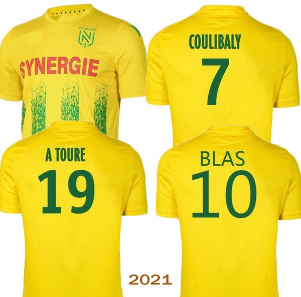 

20-21 fc nantes soccer jersey home maillot de foot 2021 simon louza a toure blas coco coulibaly football shirts, Black;yellow