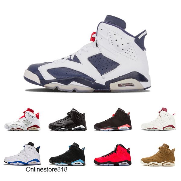 

6 men women basketball shoes unc black cat hare carmine white infrared angry bull sport blue oreo olympic maroon chrome sports sneaker
