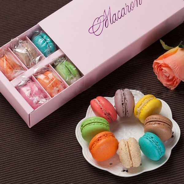 

colorful macaron box holds 12 cavity 20*11*5cm food packaging gifts paper party boxes for bakery cupcake snack candy biscuit muffin box lx72