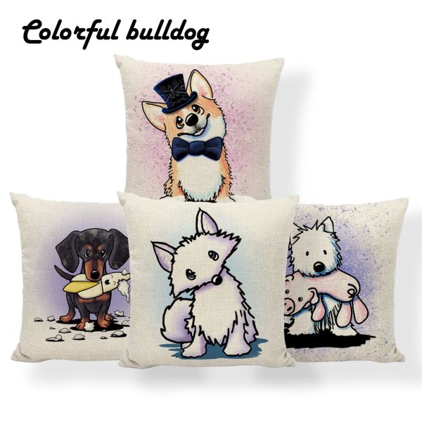 

собака фокс мультфильм cushions корги такса шнауцеры наволочка ферма стиль кровать поясничная поддержка бросьте наволочка 45см белье