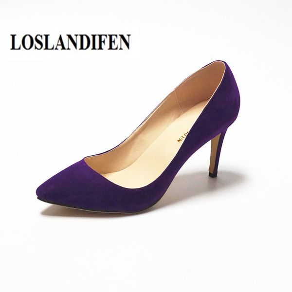

loslandifen women's purple shoes high heel summer spring stiletto shoes pointed toe 6cm 8cm 11cm escarpins femme size 42, Black
